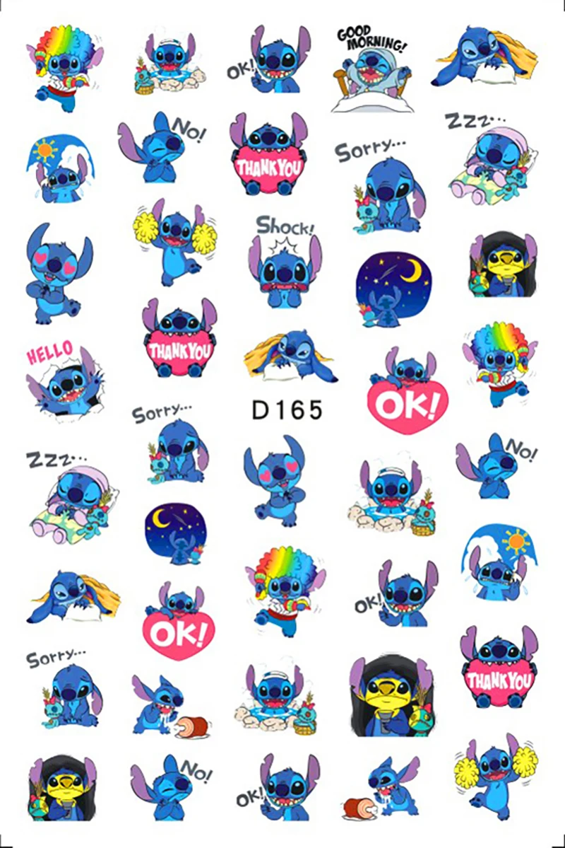 Disney Cartoon Stitch Nail Stickers Nail Art Supplies Mickey Minnie Donald Duck 3D Stickers Art Decoration Decals nail stickers nail art decoration nail decals
