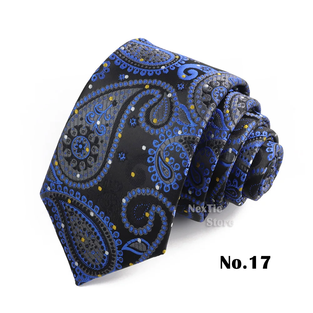 Klassische Herren- und Damen-Krawatte, bunt, 7 cm, Polyester, Paisley-Hochzeitskrawatte, formelle Business-Party-Krawatte, Accessoires, Geschenk – Detail 17