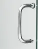 Semi Frameless Sliding Shower Door Clear Glass in Brushed Nickel with a matching handle on the Sliding Shower Door panel 4