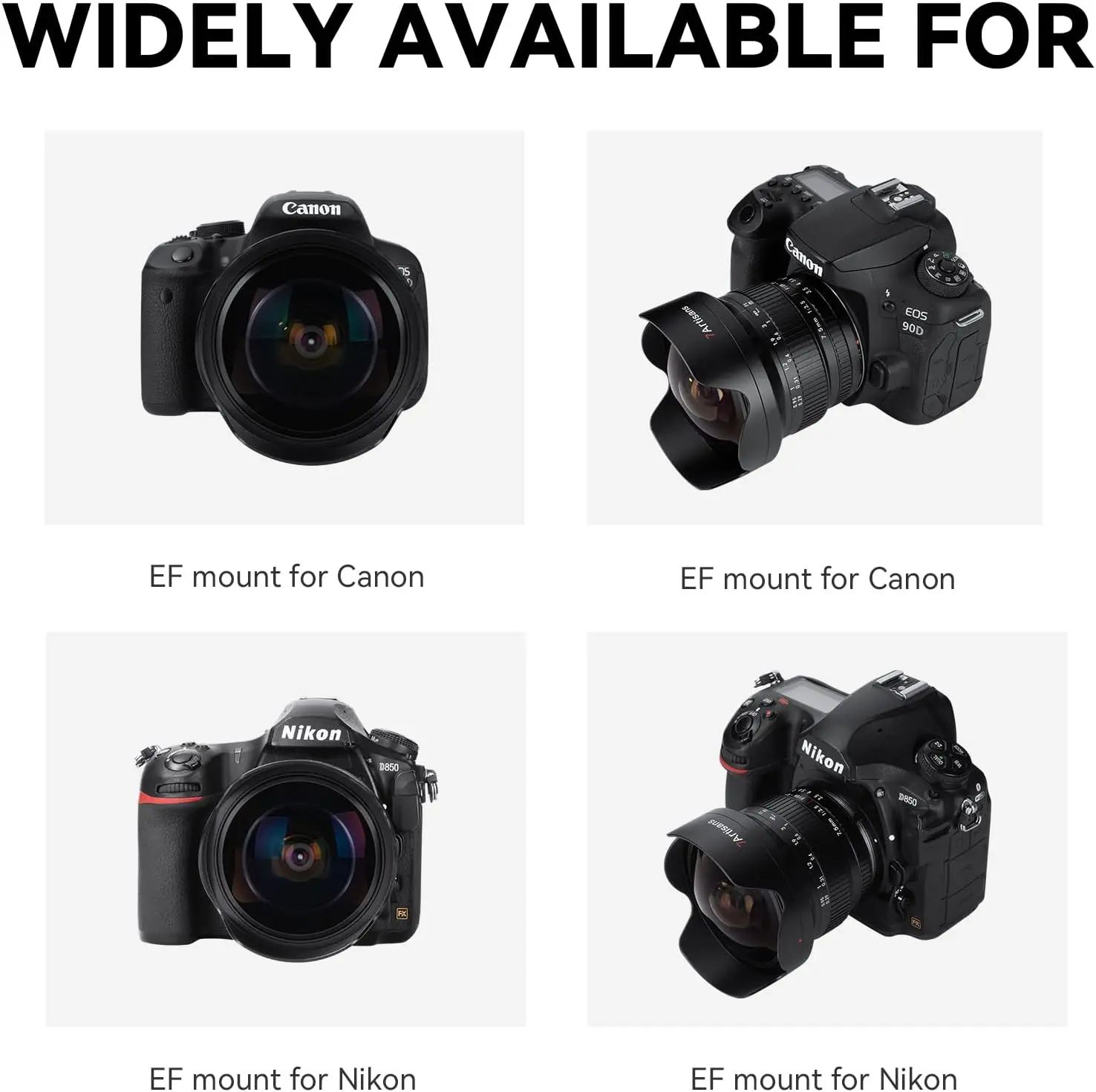 7artisans 7.5mm F3.5 Manual Focus APS-C 205° Ultra Wide-Angle Fisheye Lens For Canon EOS Rebel T7 Nikon F D750 D90 DSLR Cameras