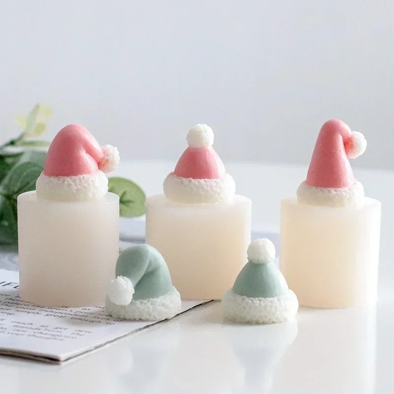 Handmade Molds Creative Christmas Hat Candle Silicone Mold DIY Geometry Candle Making Resin Soap Mold Christmas Gifts Decor