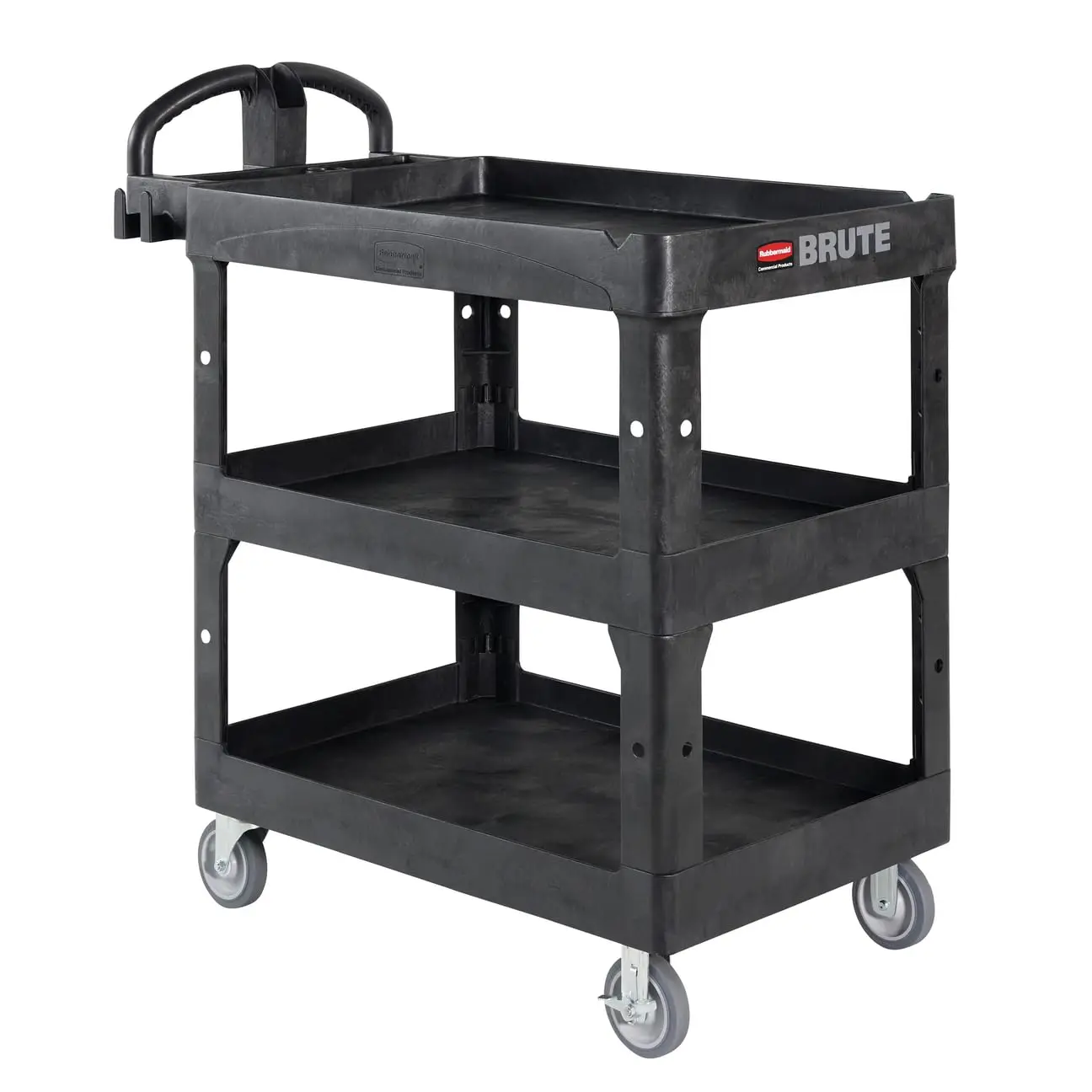 

Heavy Duty 3-Shelf Utility/Service Cart, High Storage, Medium, Lipped Shelves, Ergonomic Handle, 600 lbs Capacity, for Warehouse