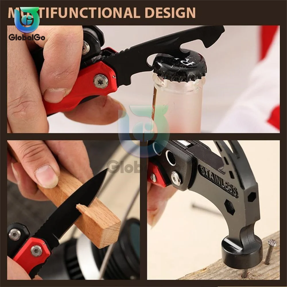 Multitool Claw Hammer Stainless Steel Knife Plier Tool Nylon Sheath Outdoor Survival Camping Hiking Portable Pocket Claw Hammer 6