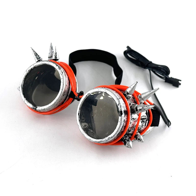 LED-Technologie-Brille, cooles Konzert, DJ-Zubehör, bunte leuchtende futuristische transparente Brille, bunte Roboter-Stern-LED-Brille – Detail 40