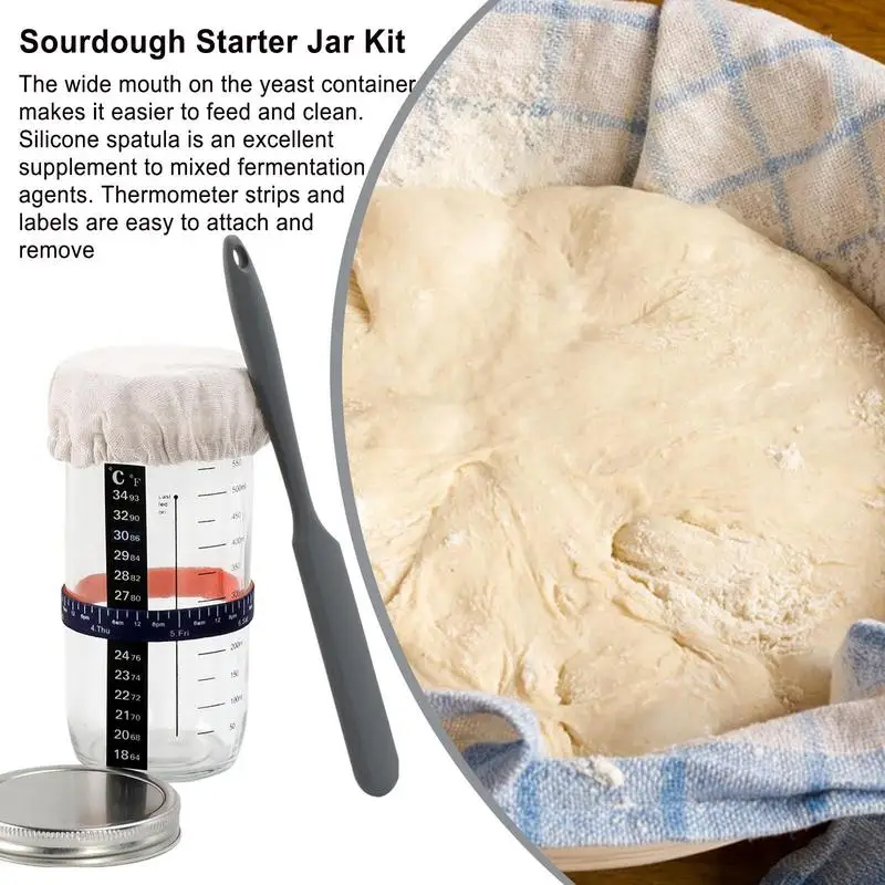 

Sourdough Starter Jar with Lid Set Heat Resistant Sourdough Starter Container with Scale meter Reusable Glass Fermenters Jars