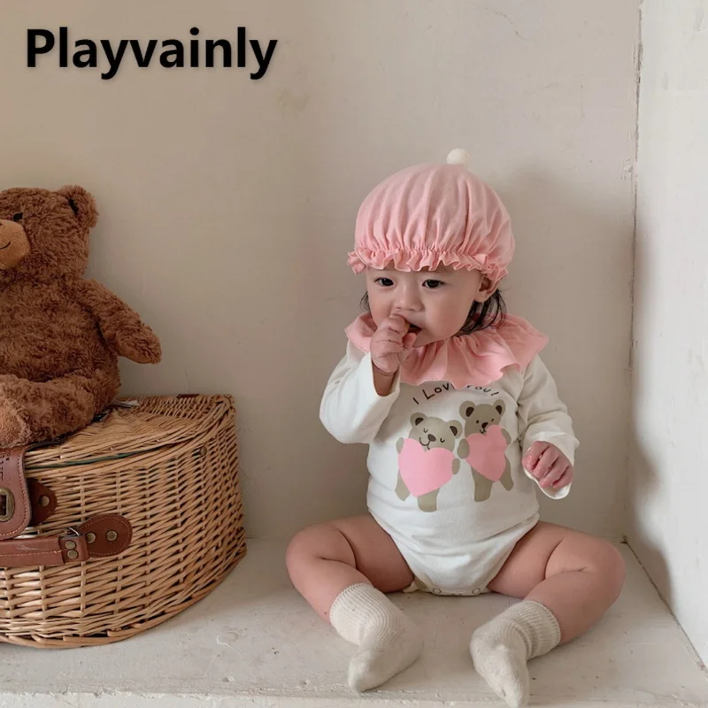 BabyClothesAutumnBabyGirlsBodysuitCuteBearPrintLongSleeve