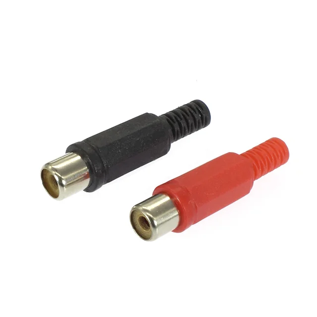 10 pcs/lot 5 Black 5 Red video RCA AV Plug Connectors Plastic Housing Stereo Audio Horn Plug Channel Dual Crimp Terminal DIY female