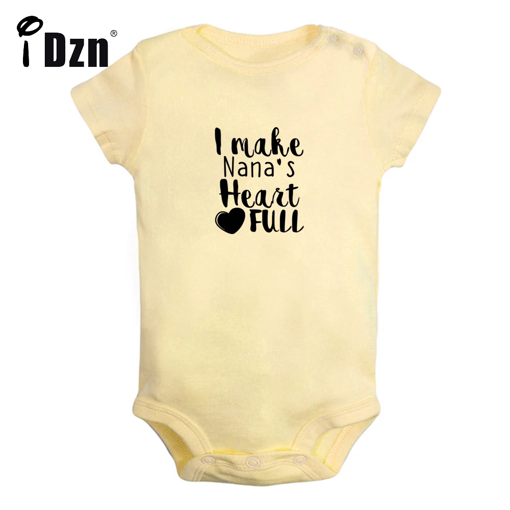 

iDzn NEW I MAKE NANA'S HEART FULL Cute Fun Print Baby Rompers Boys Girl Bodysuit Infant Short Sleeves Jumpsuit Kids Soft Clothes
