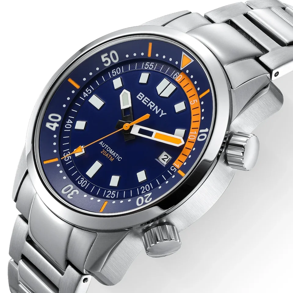 BERNY Uomo's Diver Orologio Meccanico Automatico Acciaio BERNY Uomo's Diver Orologio Meccanico Automatico Acciaio