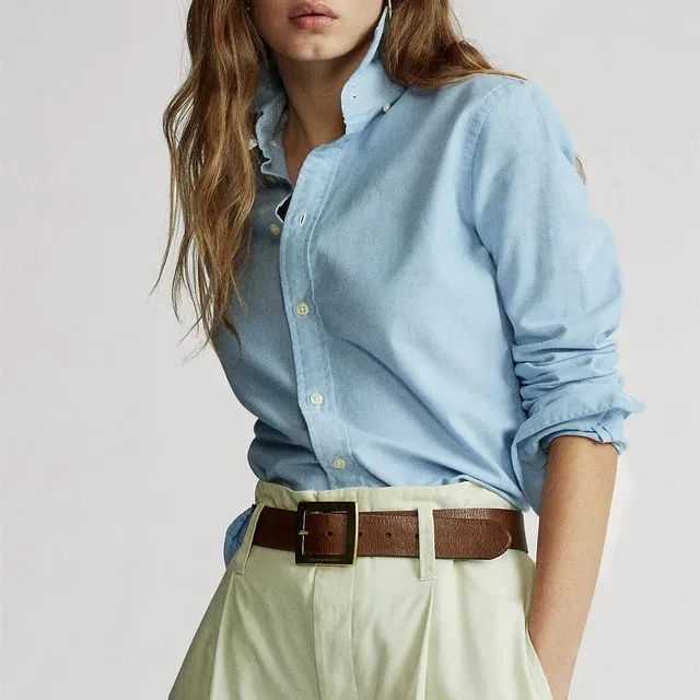 

highest Quality Blouse Spring Autumn Women Multicolor Small Horse Slim Denim Cotton Shirt Long Sleeve Shirts Female Casual Top