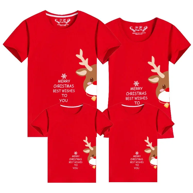 Camisetas de regalo para la familia para fiestas de Navidad, camisetas con ciervos navideños para la familia, conjuntos a juego, camisetas con estampado navideño, camisetas para papá y mamá, ropa para