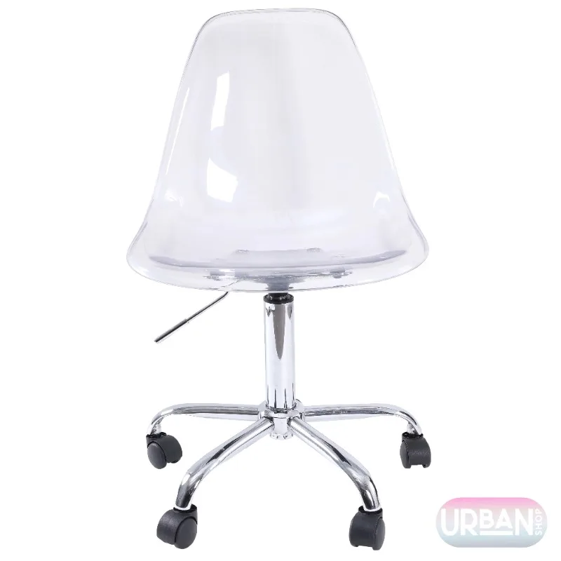 

Acrylic and Metal Rolling Office Chair, Silver