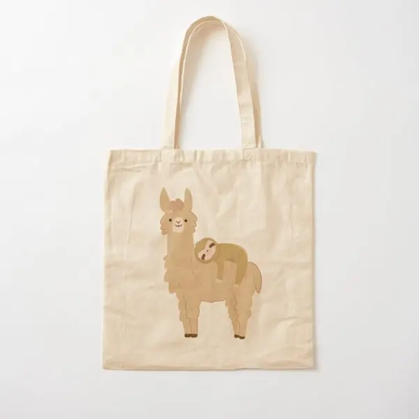 

Adorable Sloth Relaxing On A Llama Fun Canvas Bag Casual Reusable Ladies Handbag Tote Unisex Travel Printed Women Foldable