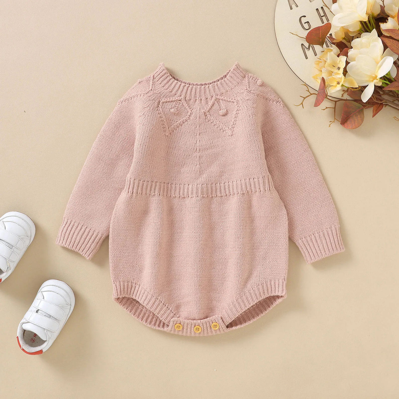 

Baby Clothes Girl Newborn Baby Girl Boy Solid Knit Sweater Romper Sweatshirt Onesie Long Sleeve Warm Fall Winter Clothes