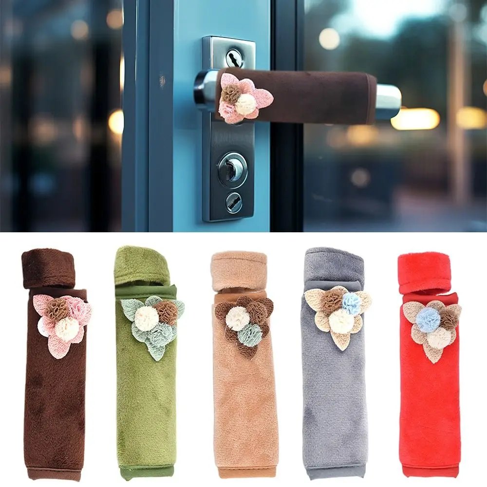 Winter Warmer Door Handle Refrigerator Knob Cover Car Safety Belt Cover Cotton Gloves Home Tool Accessories Double-door