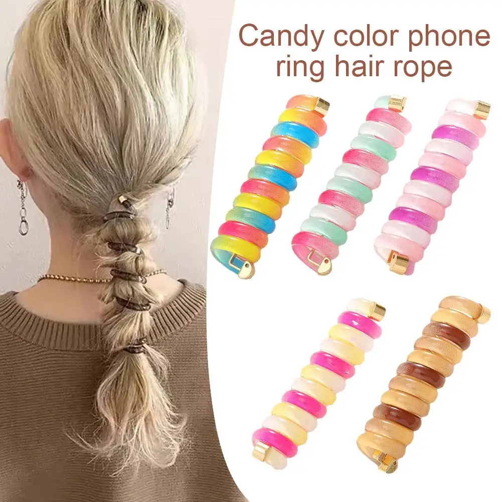 

Telephone Line Hair Band Creative Colorful Hair Fashion Rubber Girl Twine Tied Headband Band Weaving Artifact Women El S7J5