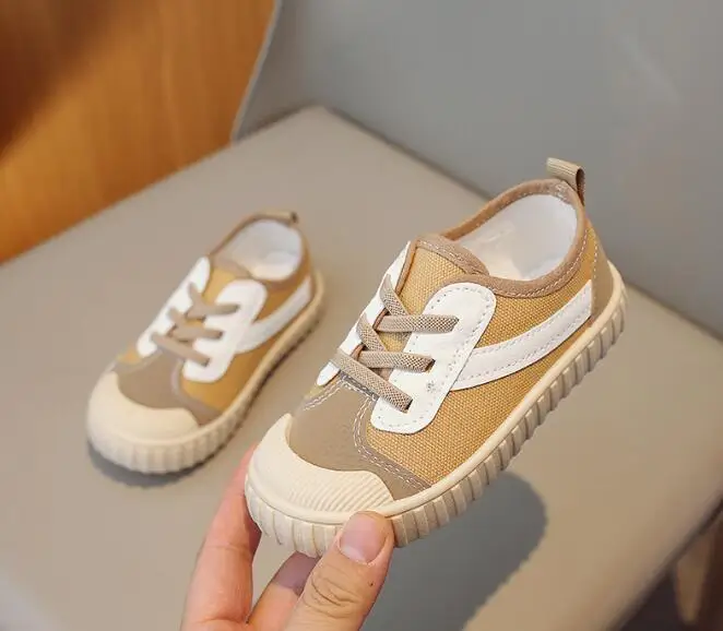 Kids Sneaker Breathable Anti-Silp Flats Soft Rubbers Sport Shoes Simple Versatile Lace-up Running Training Children Shoes 3