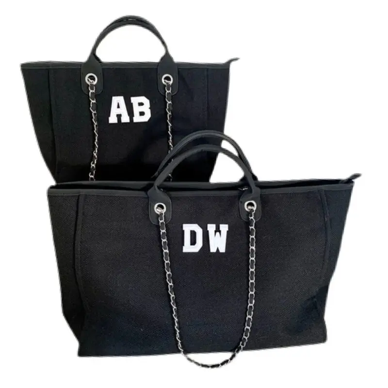 Large Luxury Personalised Monogram Tote Bag, Personalized Canvas Gym Bag, Beach Shopping Tote Bag, Personalized Weekend Hand Bag