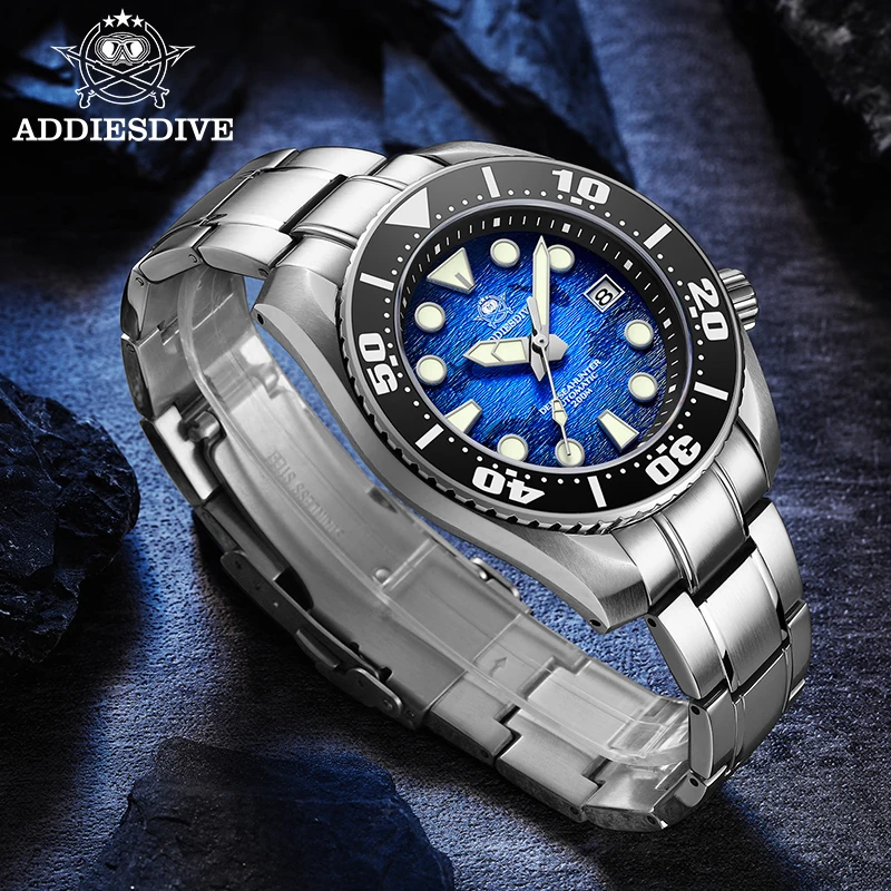 AddiesDiveMensStainlessSteelWristWatchAD2102DarkBlueDial