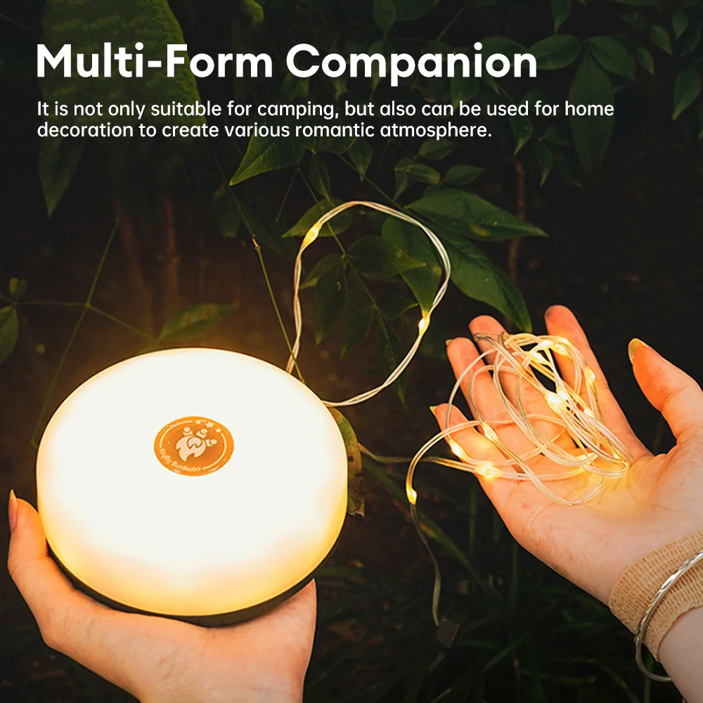 Rechargeable Camping Light 10M Light String Outdoor Tent RGB Atmosphere Waterproof LED Flashlight with Magnet Hook