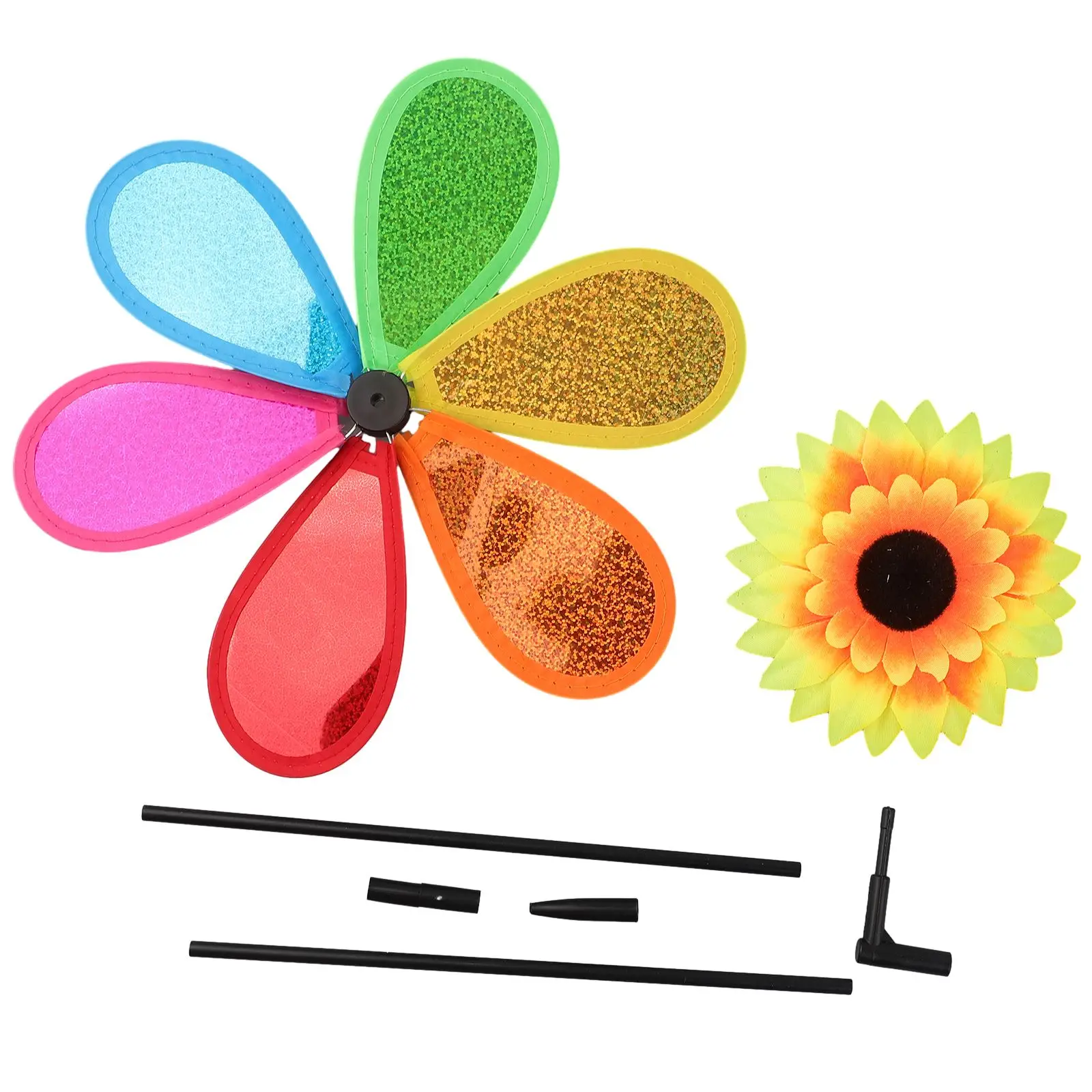 

2021 High Quality New Sunflower Windmill Wind Spinner Garden Plastic Sequined Balcony Beautiful Bright Colors Colorful