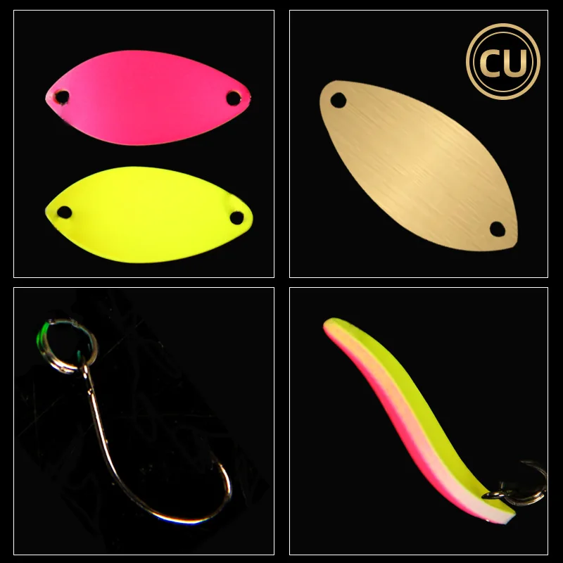 5Pcs/set Spoonbait 0.8g 1.8g 2.5g Copper Spoon Colorful Painting Mustard Hook UV Luminous for Trout Bass Stream Pesca Tackle