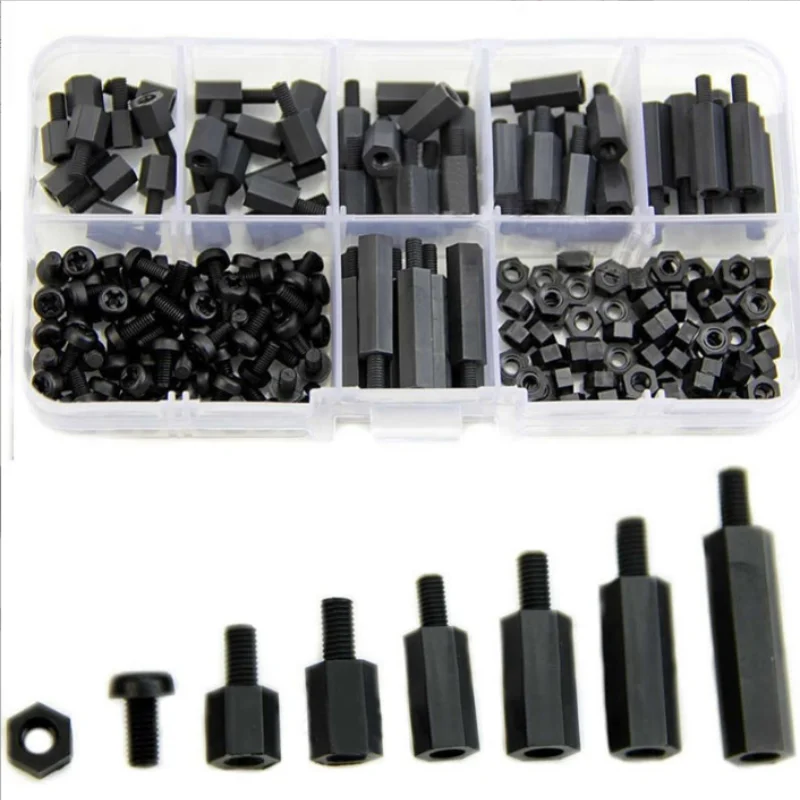 M3 Mixed Female Male Hex Spacing Screws Set 180Pcs Nylon Standoff Spacer Column For PCB Motherboard Fixed Plastic Wood Screws