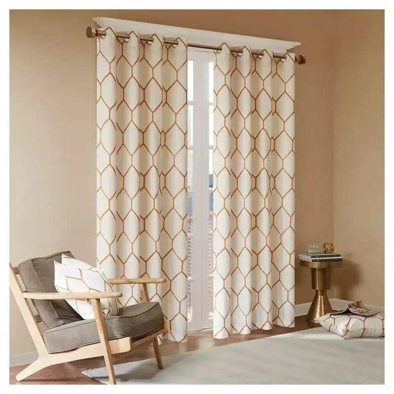 

Metallic Geo Embroidered Light Filtering Window Curtain Panel, 50