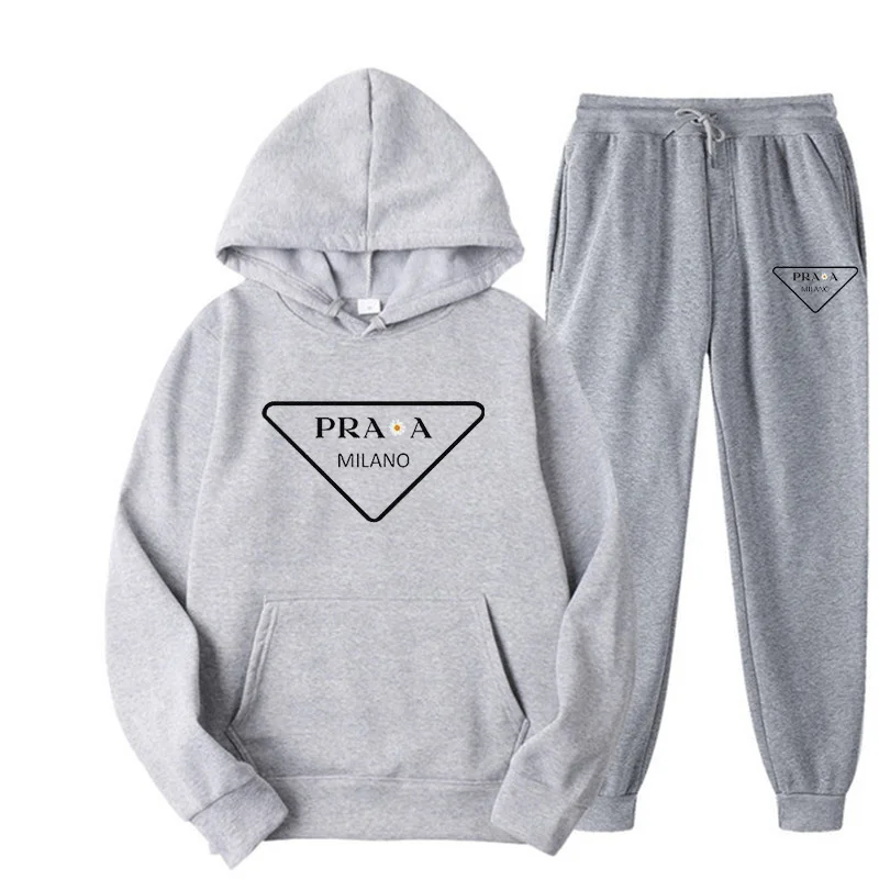 Spring and winter men and women can pullover hoodie + jogging pants two-piece hip hop sportswear suit fashion trend