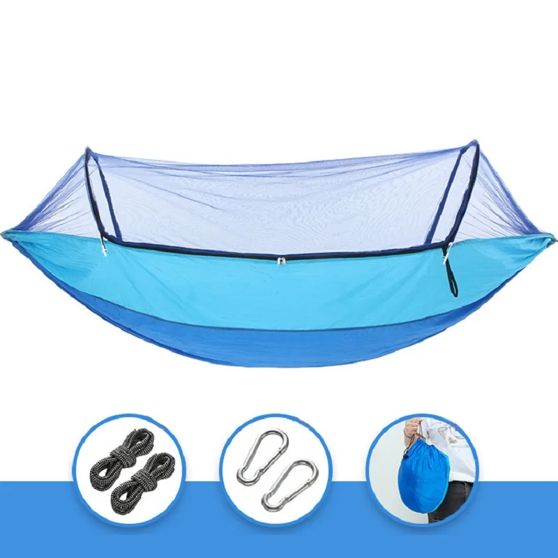 Mosquito hammock 1-2 Person Portable Outdoor Camping Hammock with Mosquito Net High Strength Parachute- Fabric Hanging Bed Hunti 