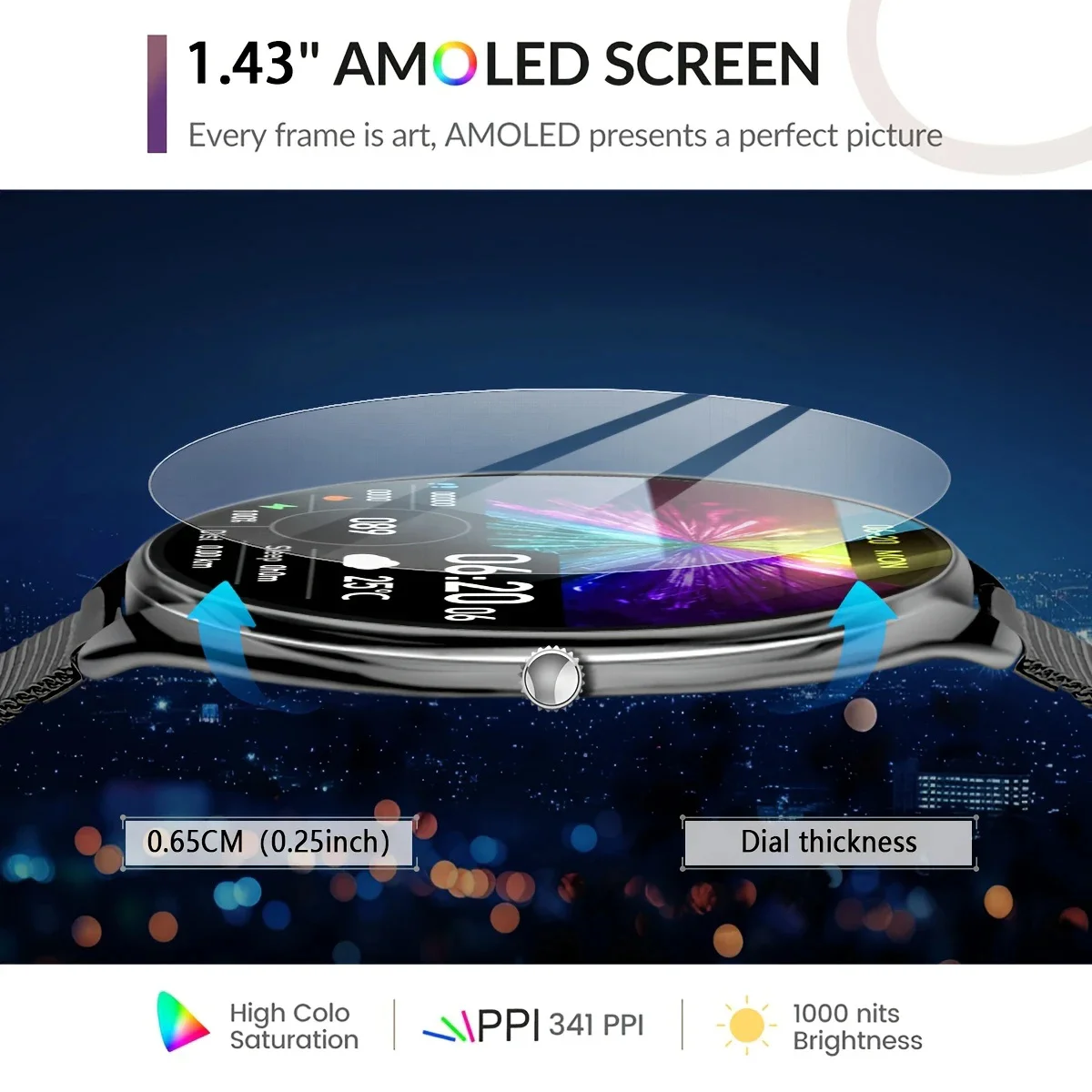 2025 New Ultra Thin Smart Watch Men AMOLED Display Always