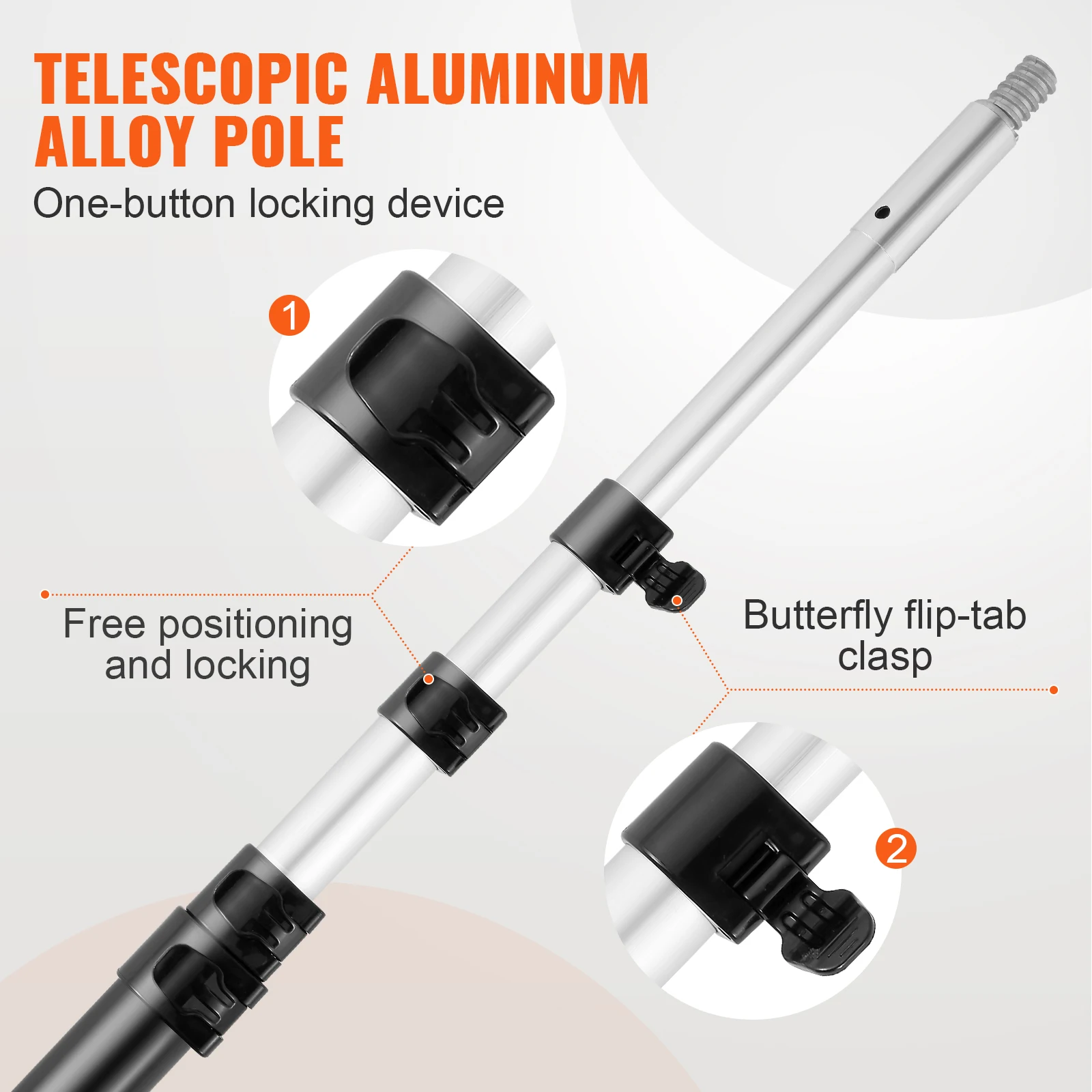 VEVOR Manual Pole Saw Extendable Tree Pruner Sharp Steel Blade for High Branches Trimming with Lightweight Aluminum Alloy Handle 3