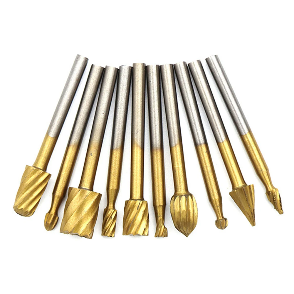 

10pcs HSS Burring Bit Cutting Carving Router Bit 3.1mm Shank For Plastic Wood Glass Metal Grinding Rotary Tool Accessories