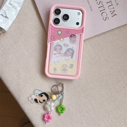 Cute Flower Girl Cartoon Phone Case with Card Holder and Charm - iPhone 15 (JK674 - 2)