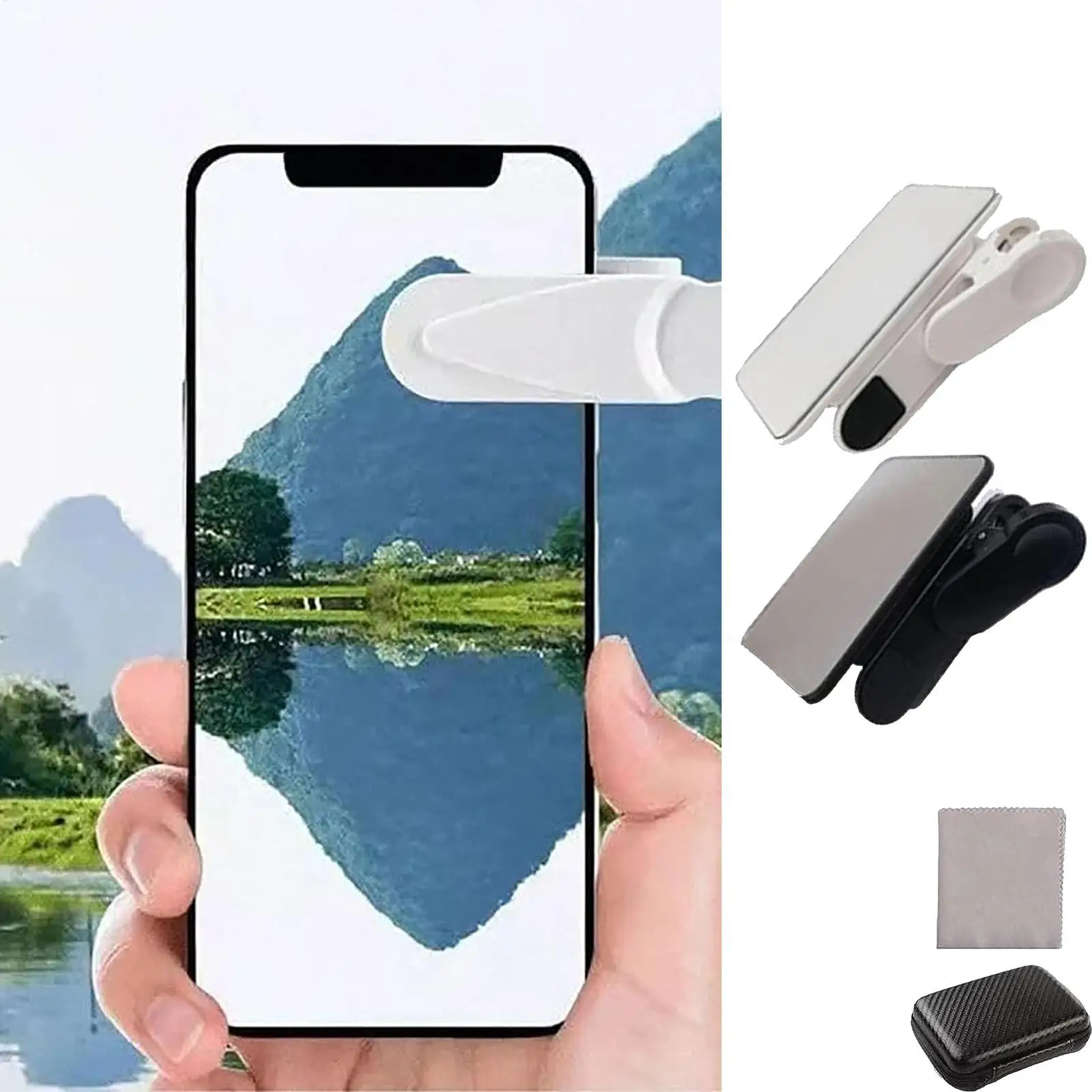 Smartphone Camera Mirror Reflection Clip Kit Mobile Phone Reflection Camera Clip Selfie Artifact Reflection Outdoor Travel Lens
