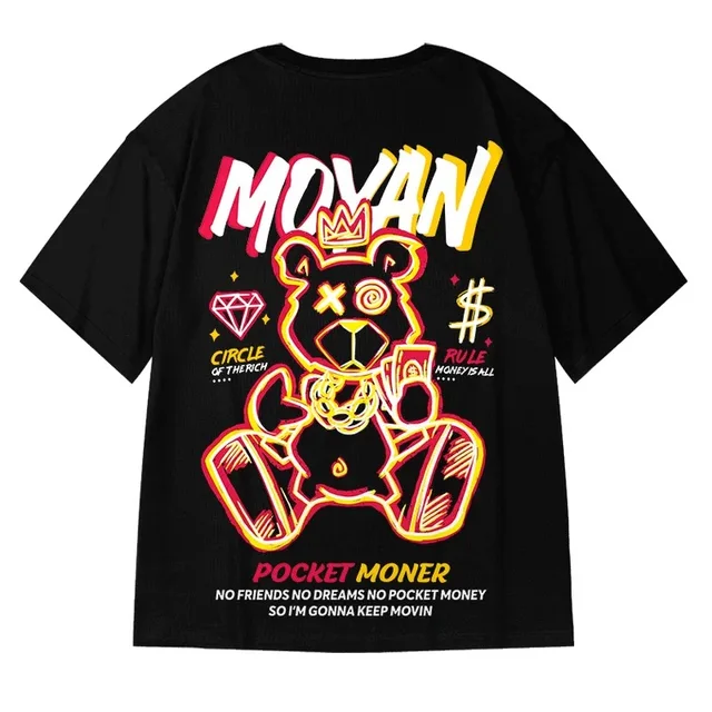ZAZOMDE 2022 New High Street T Shirt Streetwear Men Hip Hop Printed T-Shirts Summer Hot Sale Harajuku Cotton Tee Male Loose Tops Blak