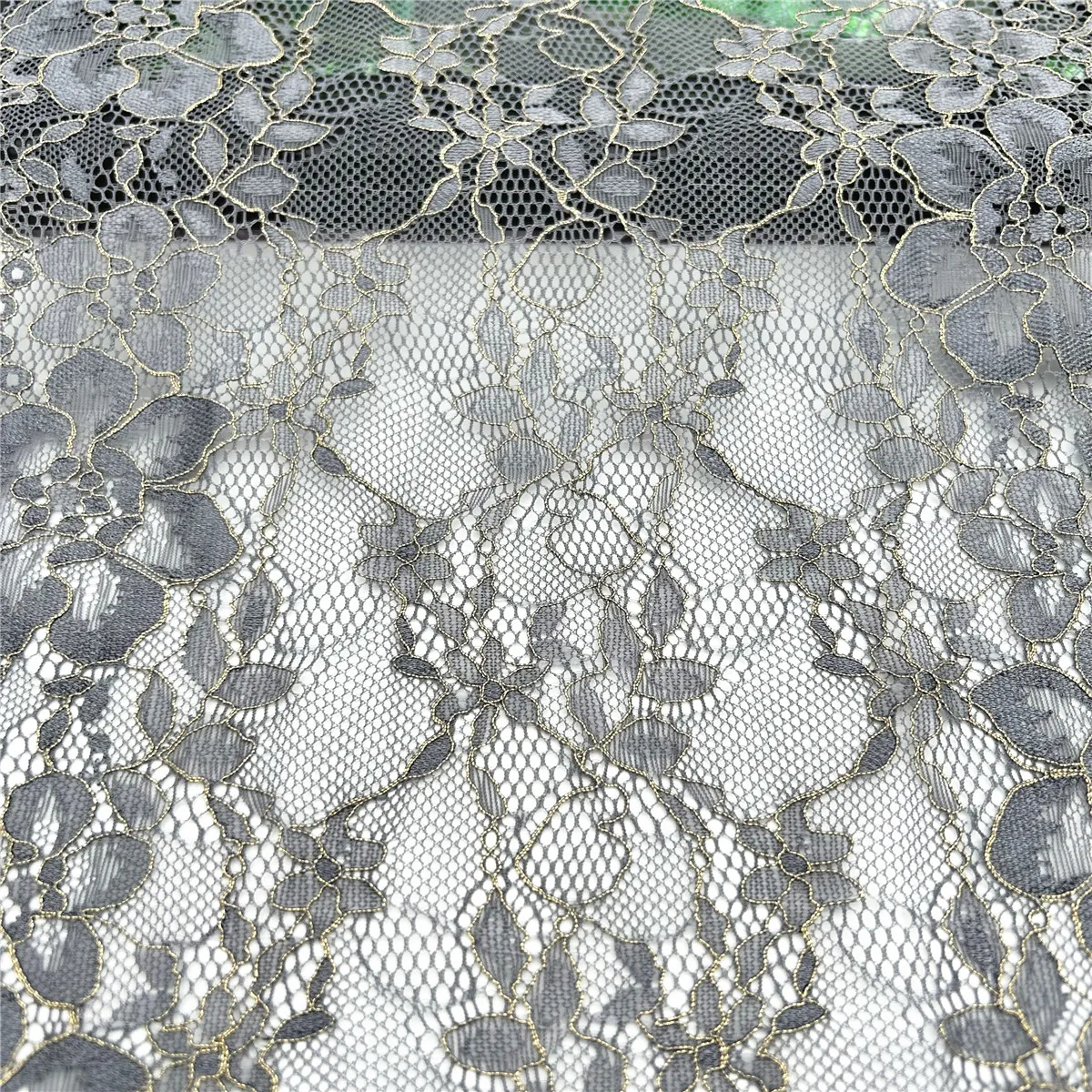 3y/lot Width 24cm Dark Grey Blue With Gold Elastic Stretch Lace Trim Lingerie Sewing Craft DIY Apparel Fabric Lace Garment Acce 3
