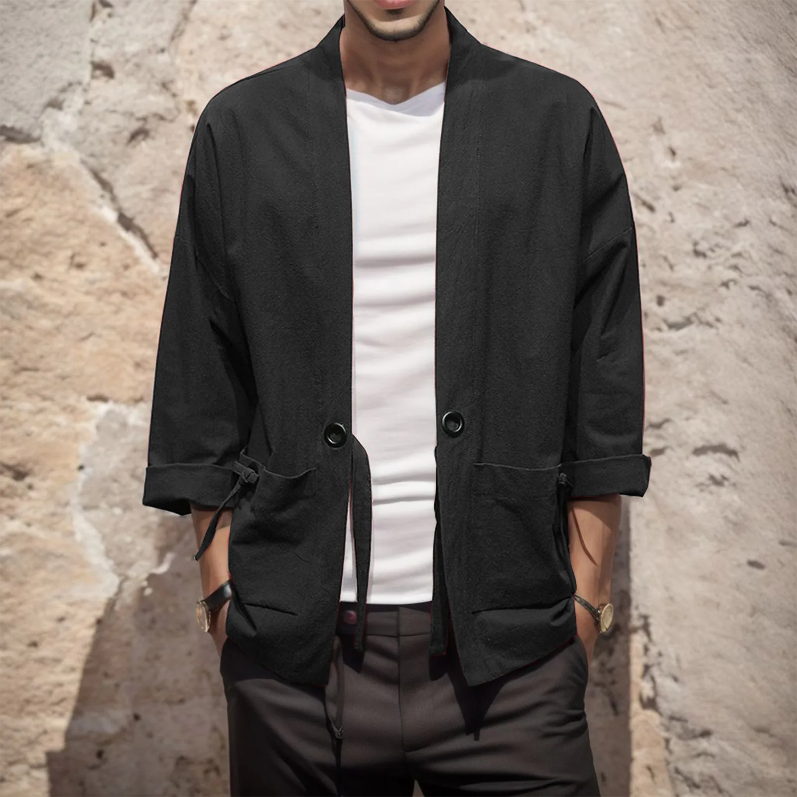 Men Women Cardigan Chinese Traditional Japanese Clothing Kimono Cardigan Solid Shirts Men Basic Samurai Costume Male Streetwear