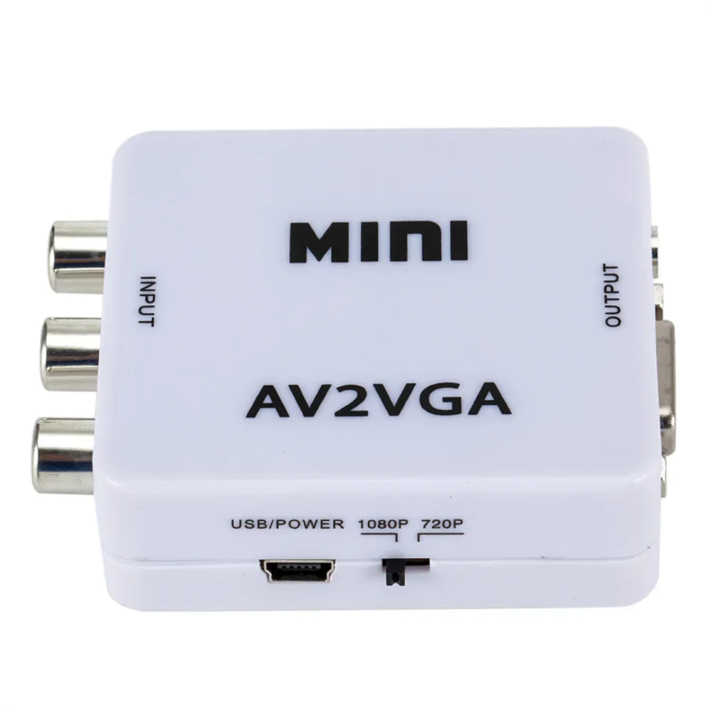 1080P Mini Video Convertor RCA AV to VGA Video Converter Conversor with 3.5mm Au