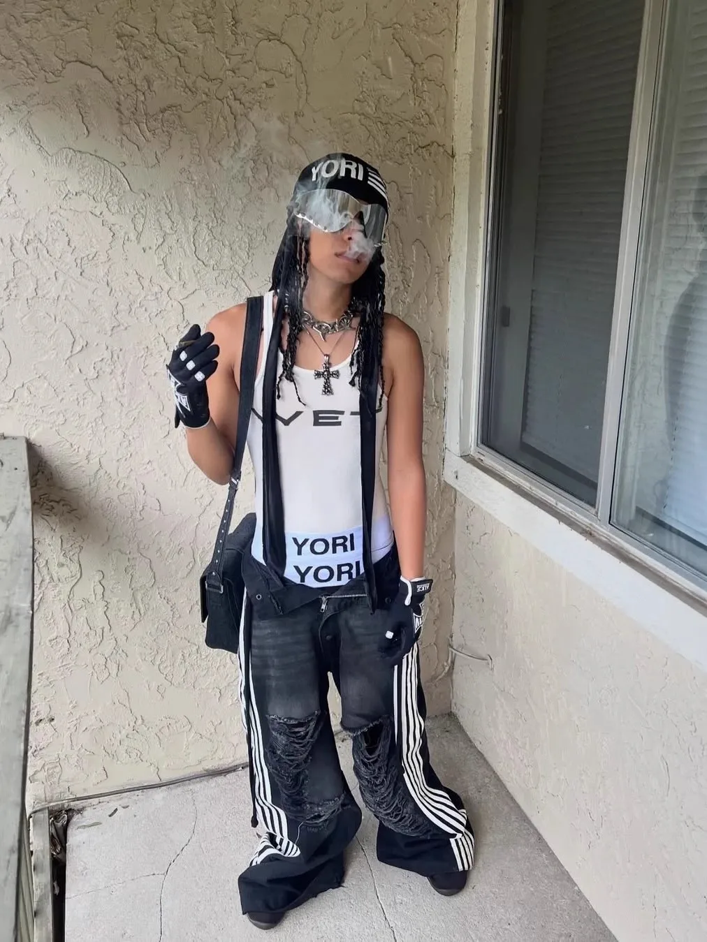 Yori♡ YORI High Waist Embroidered YORI 2027 Printed Letter Flat