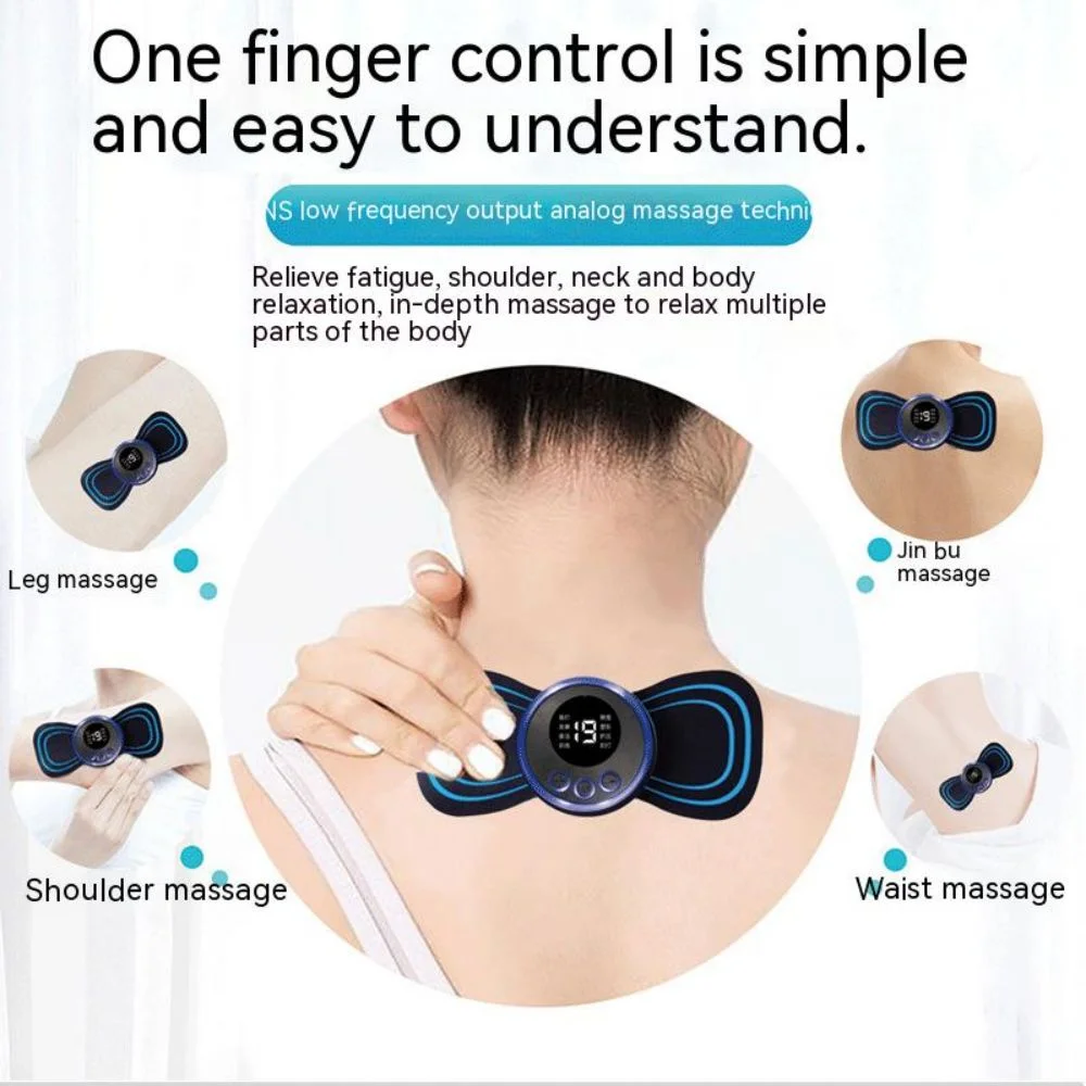 4P Mini Electric Pulse Neck Massager Portable Back Neck Decompression Muscle Relaxation Machine Shoulder Muscle Pain Relief Tool