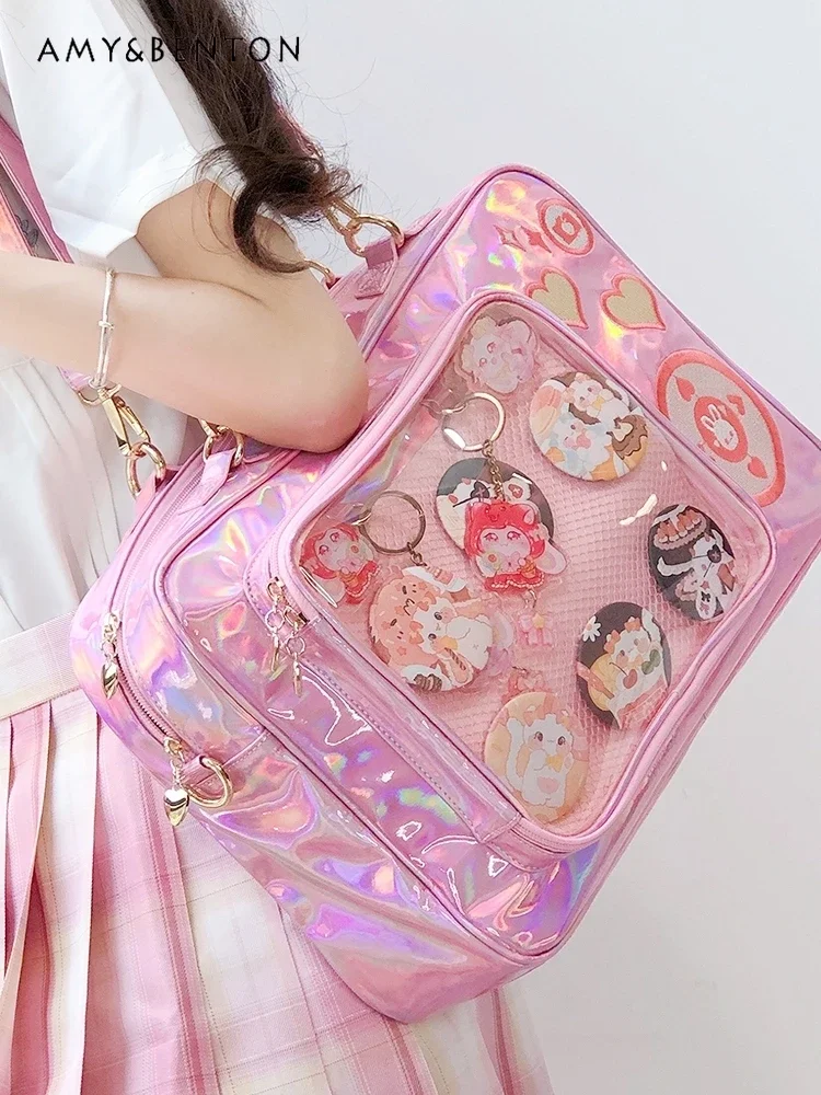 Original Japanese Lolita Itabag Backpack Daily JK Uniform Transparent Large Capacity Square Bag Sweet Cute Messenger Bag Student 3