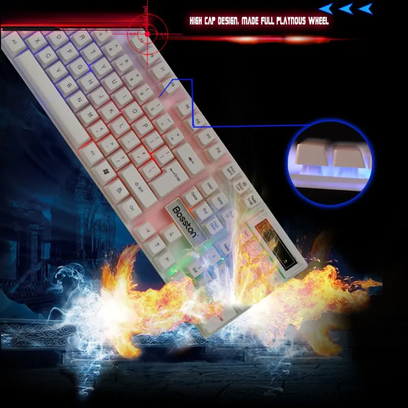 Wired Keyboard and Mouse Set Gaming 8310 for Desktop Laptop Computer Single Rainbow Backlit
