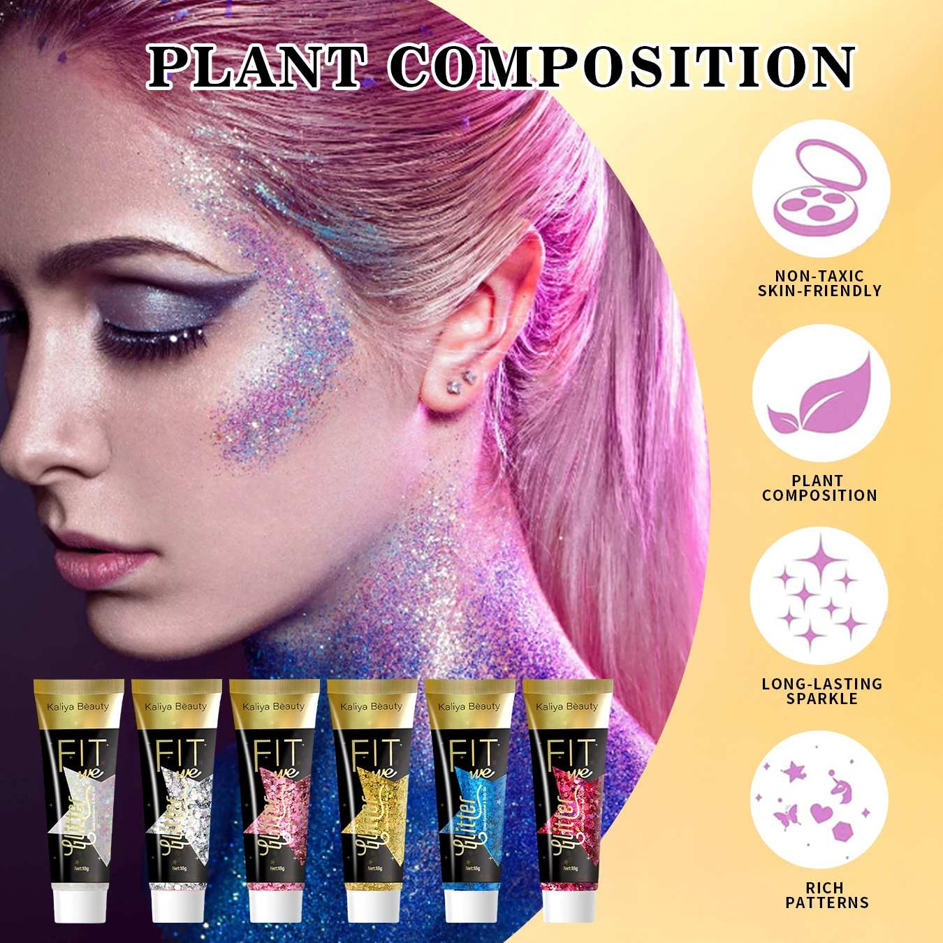 Glitter Gel Makeup For Face Hair Stage Show Carnival 6PCS