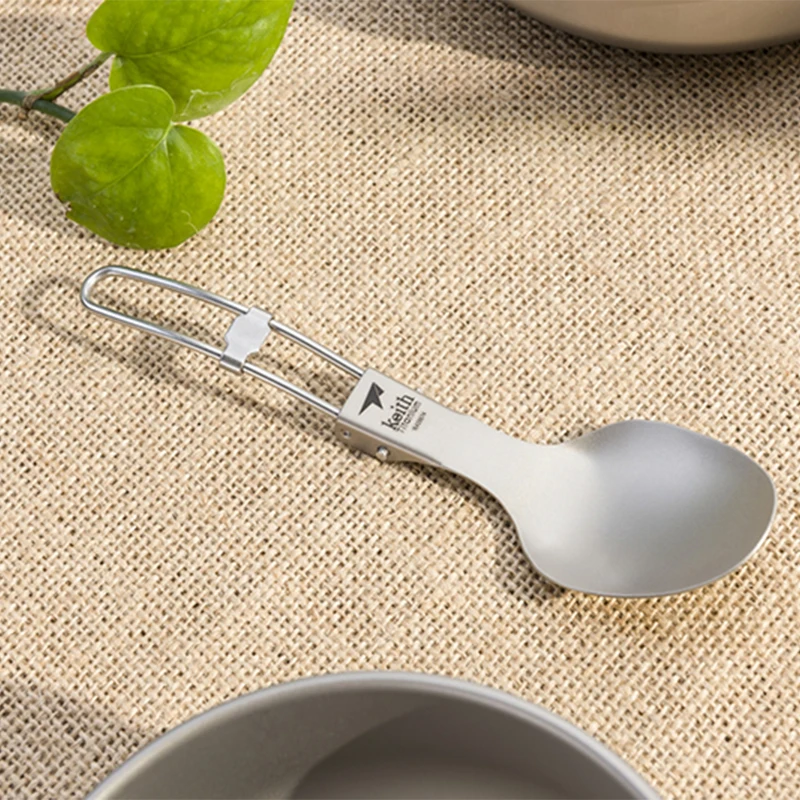 Keith Titanium Spoon Portable Camping Picnic Tableware Healthy Bacteriostatic Cutlery Folding Titanium Spoon Only 20g Ti5308