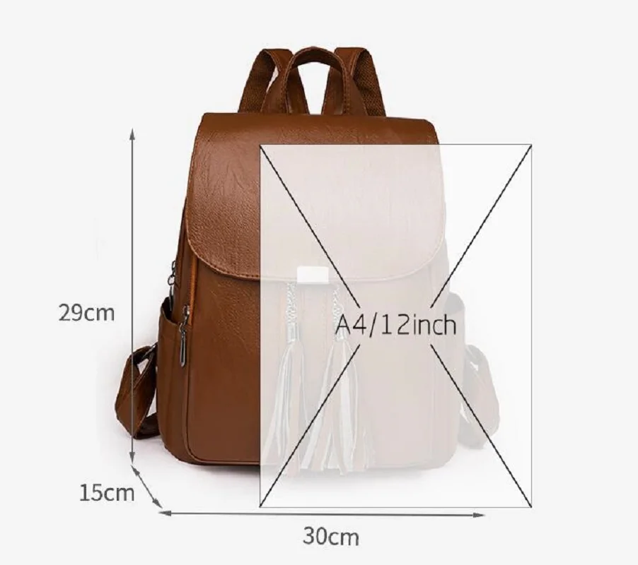 Women New Luxury Fashion Tassel High Quality Soft Leather Backpack Large Capacity Travel Shoulder Bags Laptop School Bag Totes