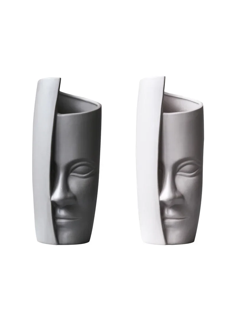 

Face Portrait Art Head Vase Living Room Flower Arranging Ceramic Floral Artificial Flower Jar Porcelain Flowers Figurines