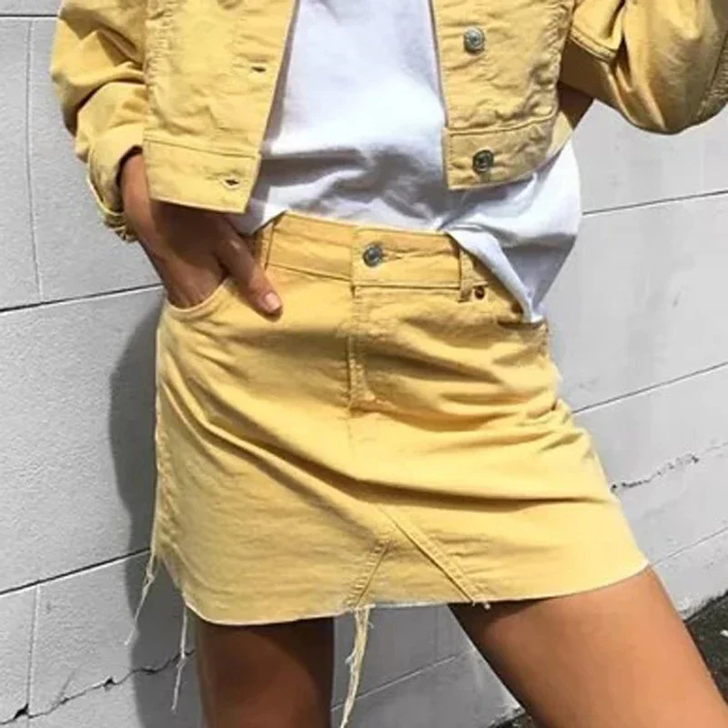 Summer Sweet Casual Candy Color Harajuku Denim Mini Skirts New Fashion High Waist Thin A-line Joint Streetwear Jeans Skirt Y2k 2023 new summer thin denim women s loose straight waist high waist personalized contrast color wide leg fashion pants