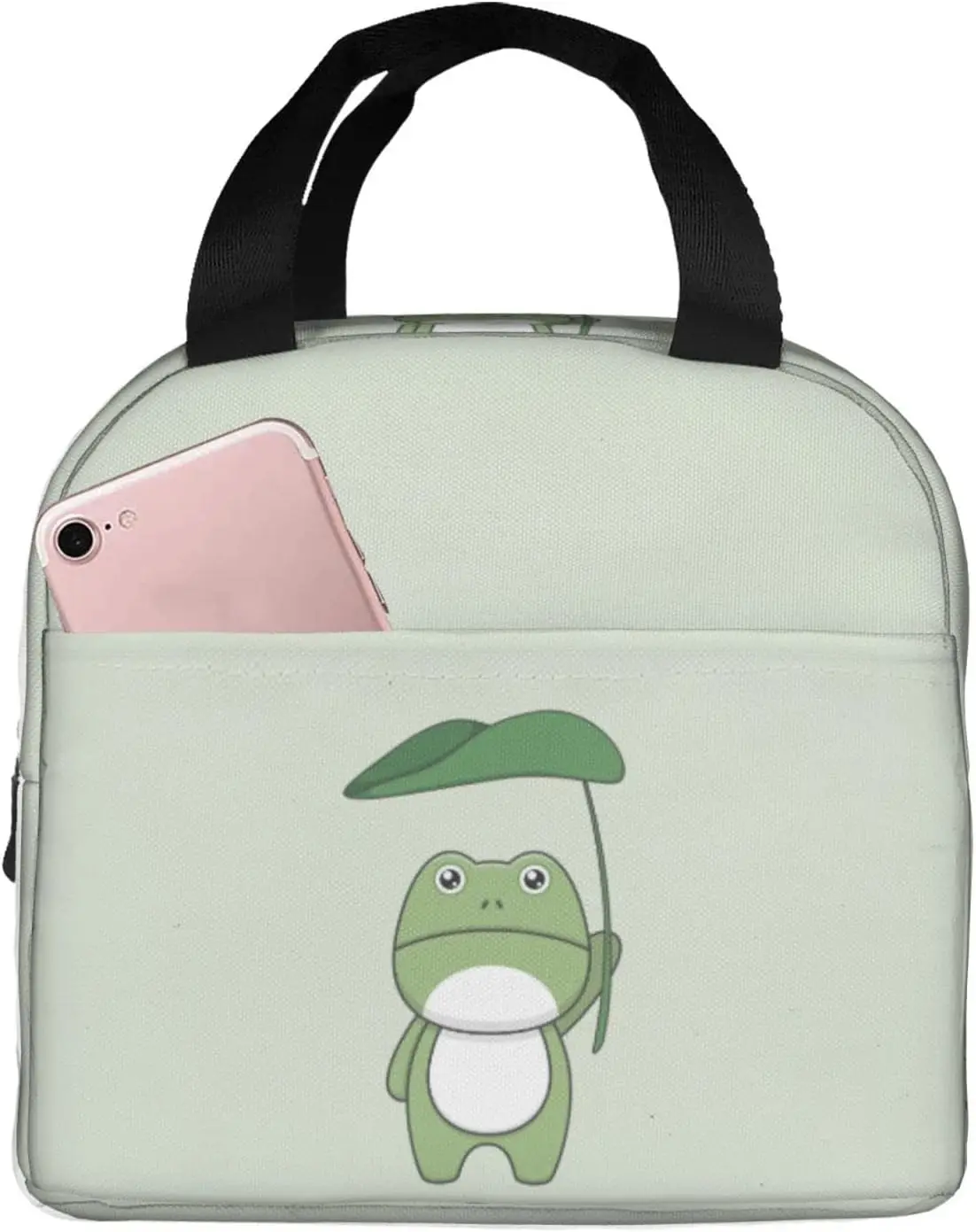 

Сумка для ланча с милым рисунком лягушки, изолированный Ланч-бокс, многоразовые сумки, портативный контейнер для еды, тоут для путешествий, рабочая сумка
