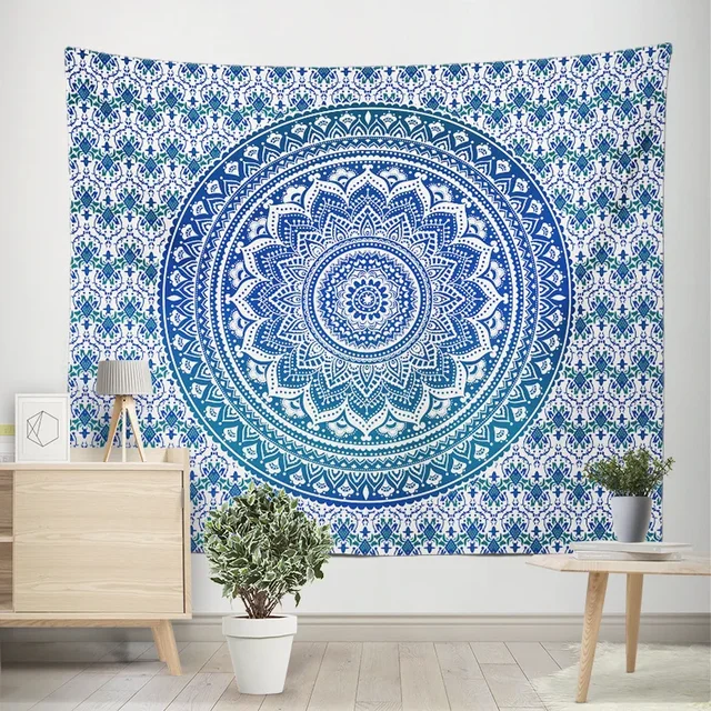 Serviette de plage Mandala pour la décoration intérieure, tapisserie ethnique Boho, scène de chevet, toile de fond de gril 4